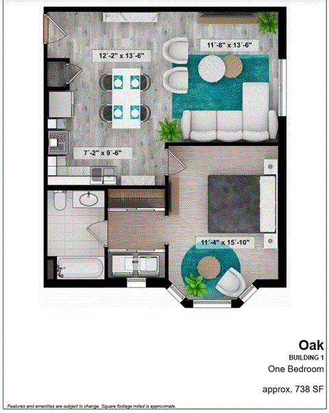 a floor plan of one bedroom apartment oaks bluffs